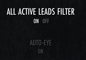 NQOL Antiquities settings showing All Active Leads filter and Auto-Eye options