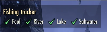 NQOL Fishing Tracker shown horizontally with rare fish water type completion