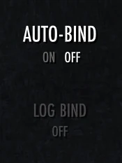 NQOL Auto-bind submenu showing enable and chat log options