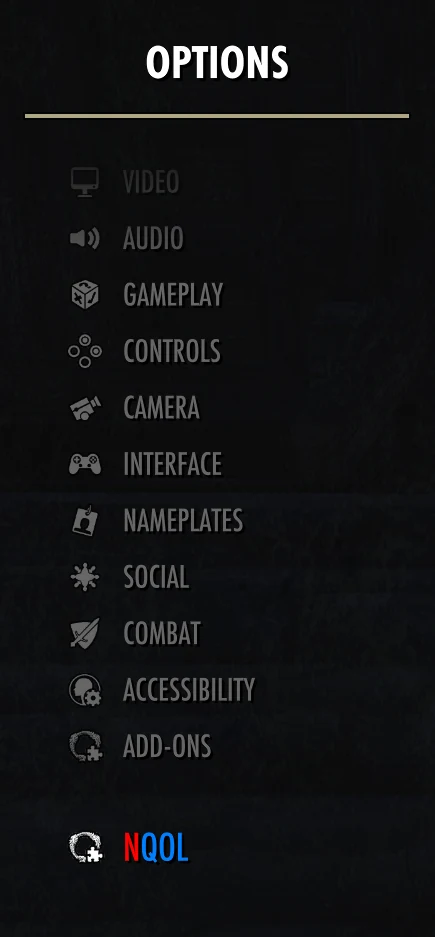 ESO Options menu with the NQOL add-on category selected