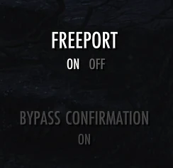 NQOL Map travel settings showing Freeport and Bypass Confirmation options