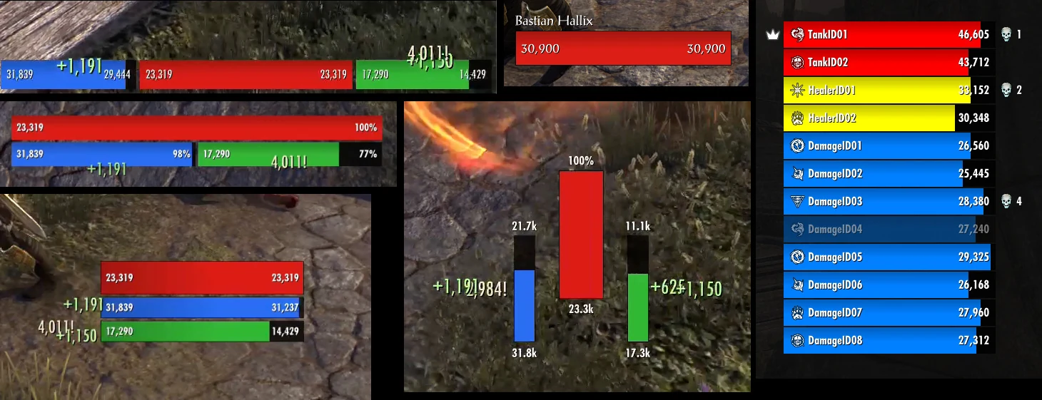 NQOL custom player resource bar presets shown in ESO