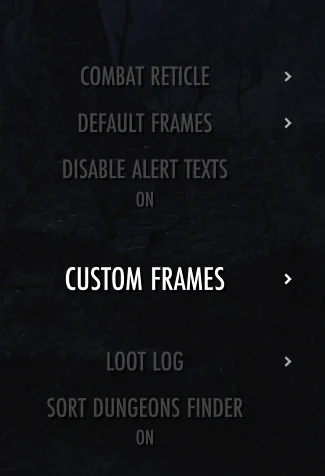 NQOL UI menu showing its feature entries